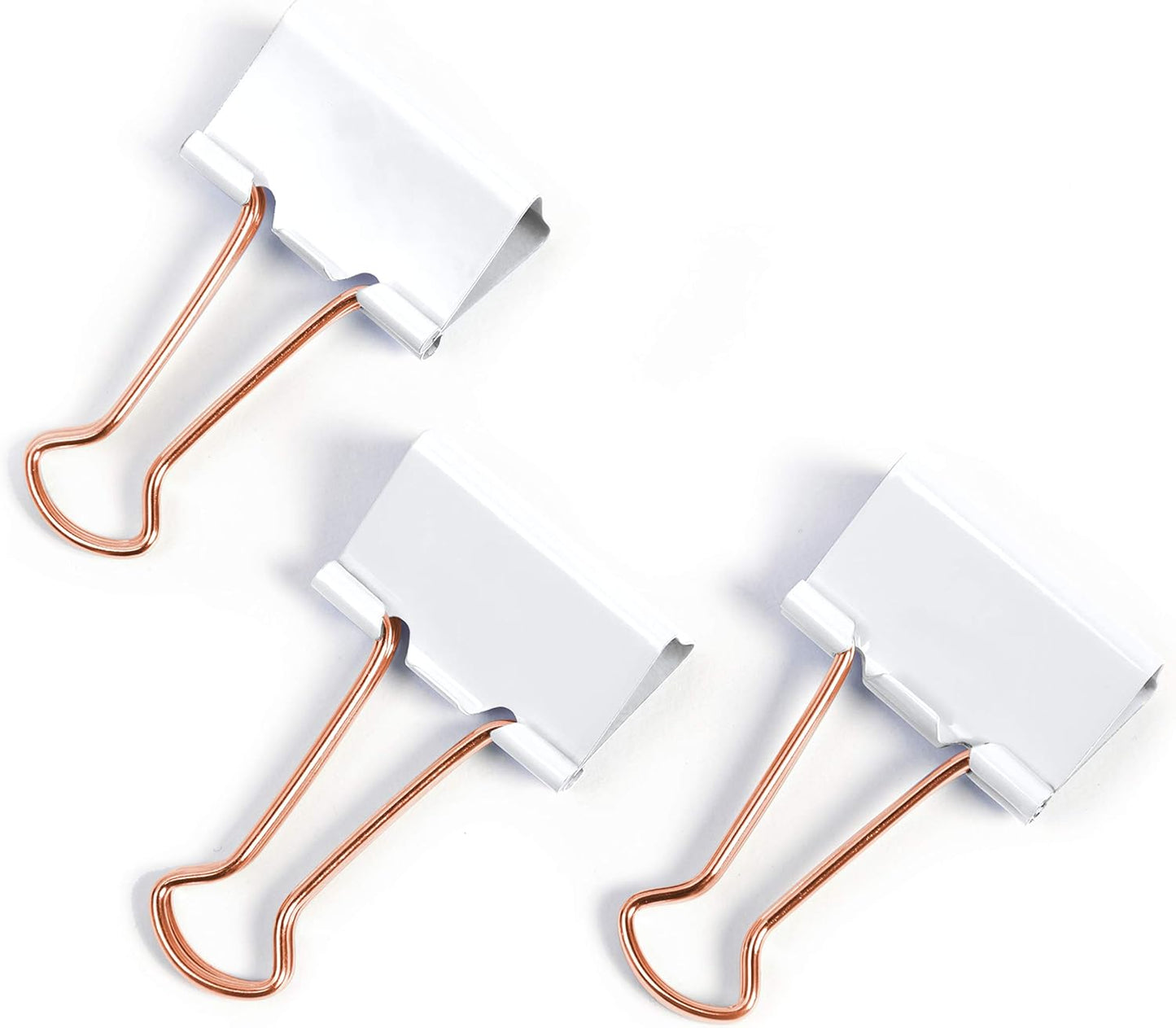 Rapesco 1508 19 mm Foldback Clips, White with Rose Gold Handles, Pack of 80
