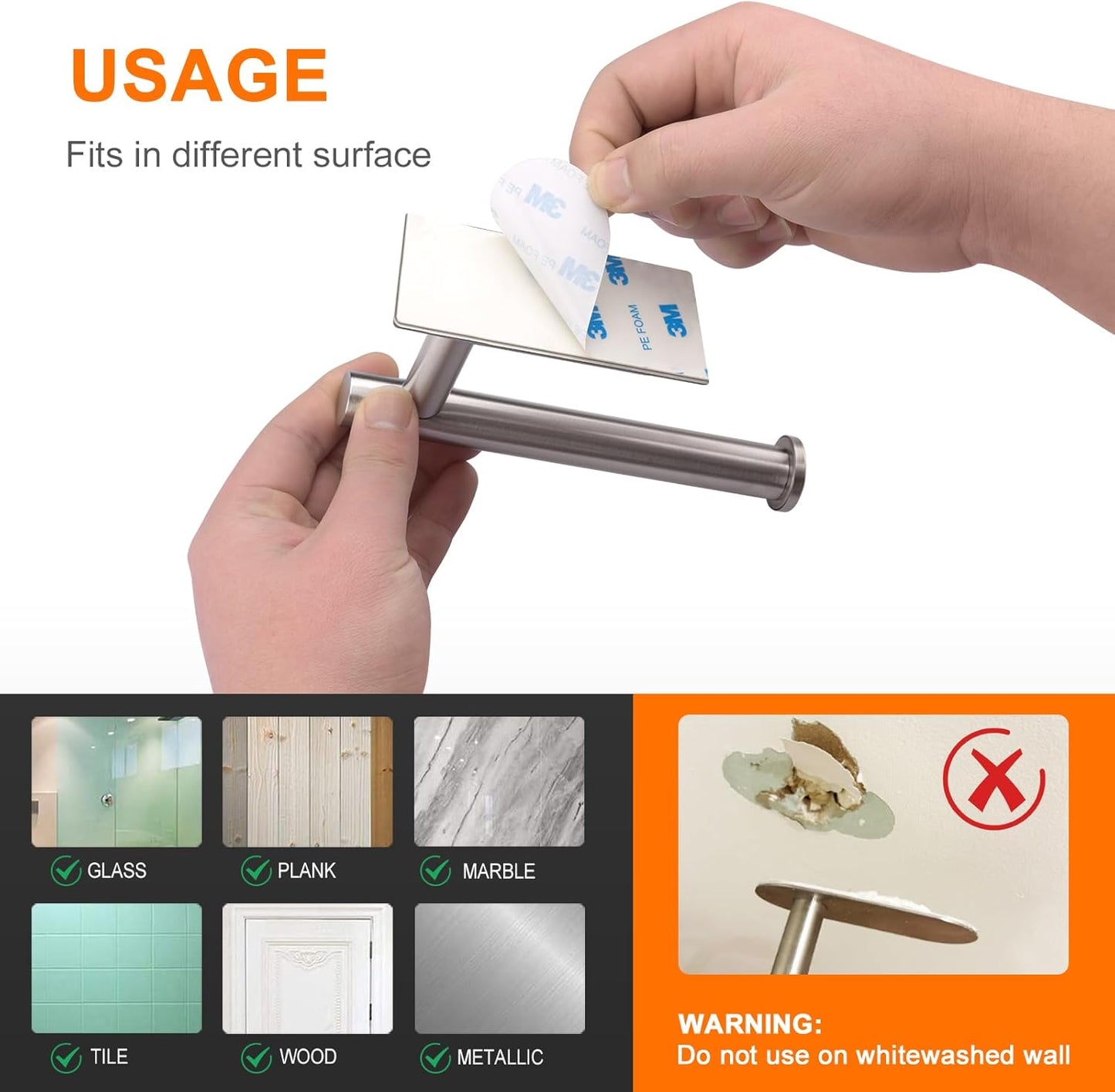 Ibergrif MK34052 Chrome Toilet Roll Holder Wall Mounted, Self Adhesive Toilet Paper Holder for Bathroom & Kitchen, Waterproof, No Drilling