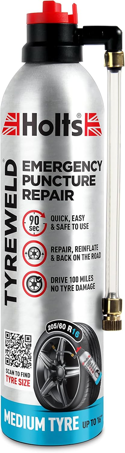 Holts Tyreweld Puncture Sealant Emergency Tyre Repair Foam Car Puncture Repair Kit Sealant, Quick & Easy Flat Tyre Foam, Drive Up To 100 Miles, No Tools Needed Unscented, 400ml , Pack of 1