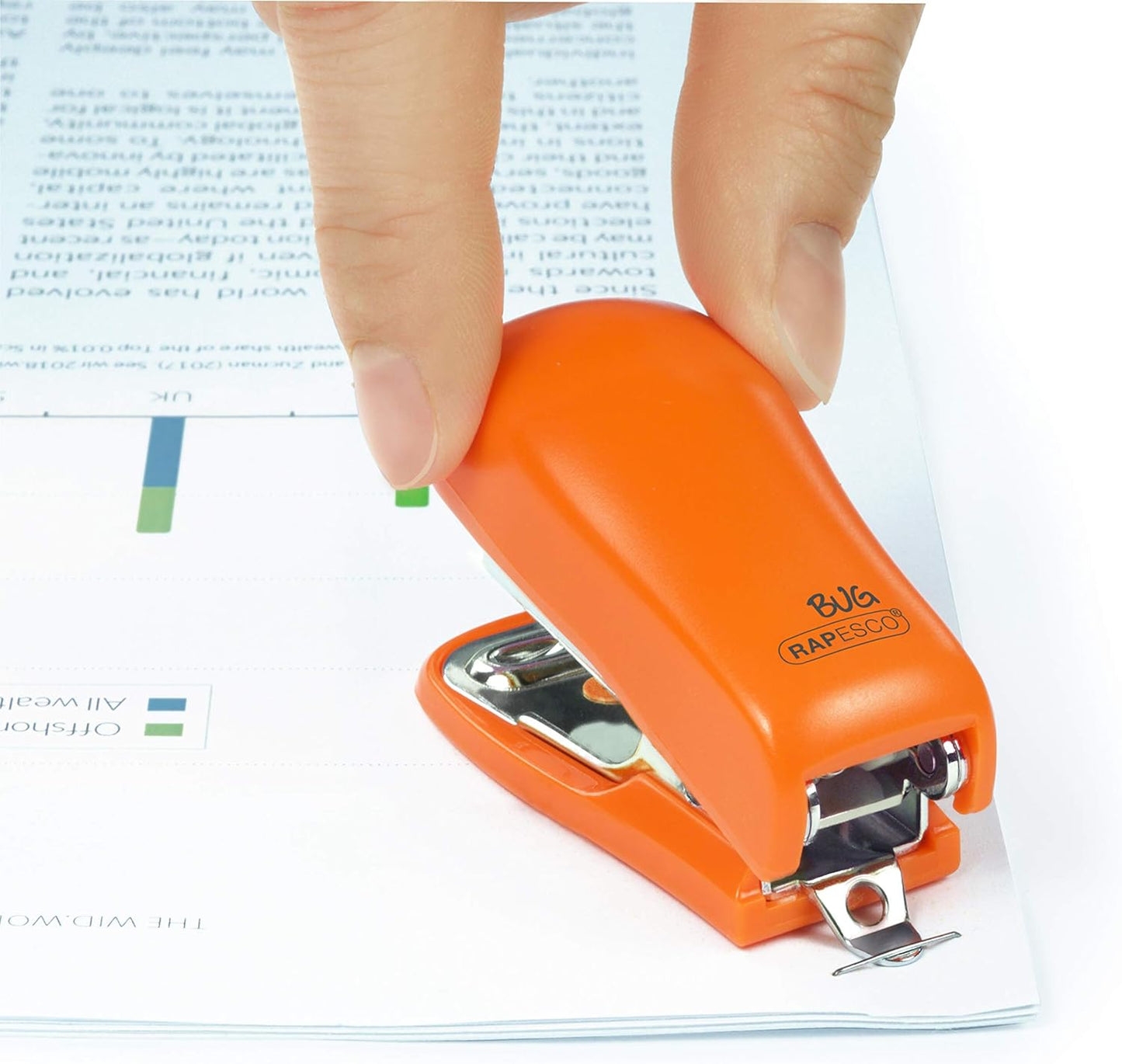 Rapesco 1410 Bug Mini Stapler, 12 Sheet Capacity, Orange