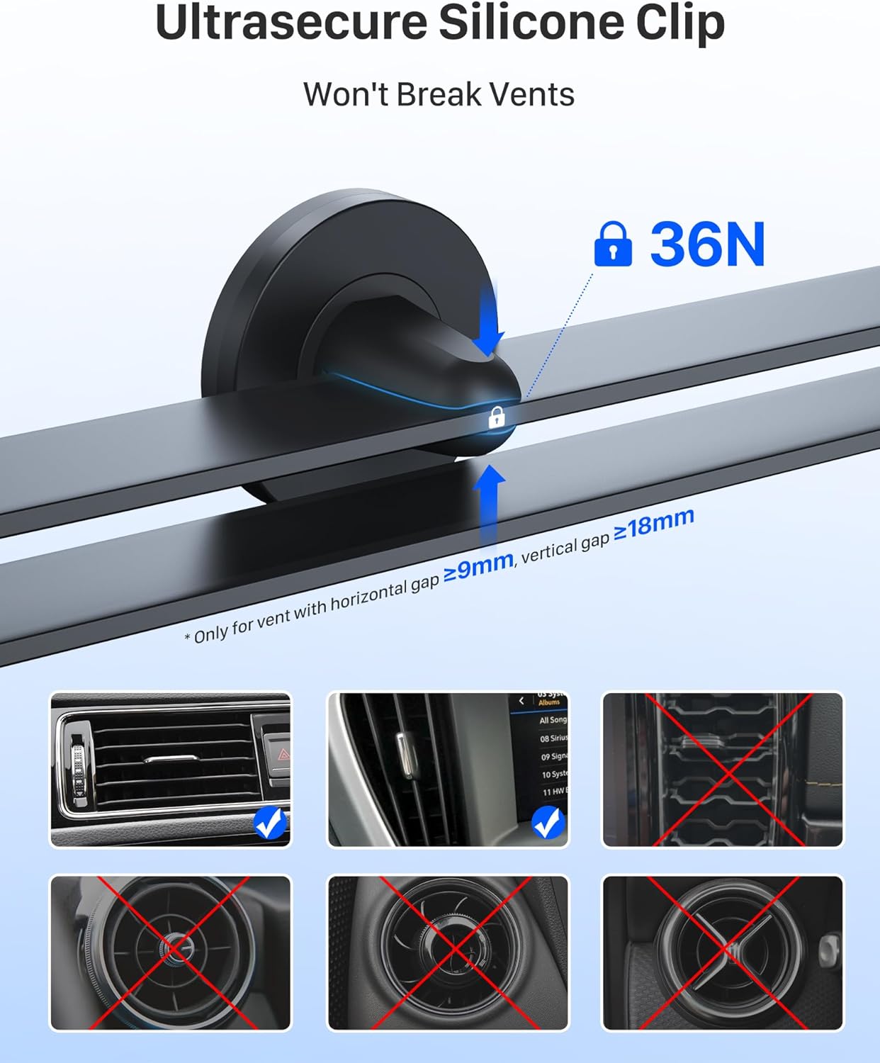YOSH Car Phone Holder, Magnetic Phone Holder with Strong Upgraded Magnets, Super Stable Air Vent Cradle Compatible with iPhone & Samsung Includes Metal Plates, Car Accessories