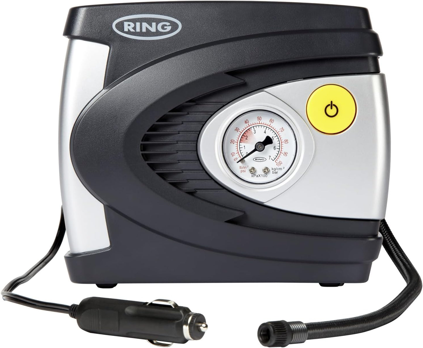 Ring RAC610 In-Car Air Compressor for Cars and Commercial Vehicles 12 V / 85 W / 100 psi / 7 bar, Includes Led Light