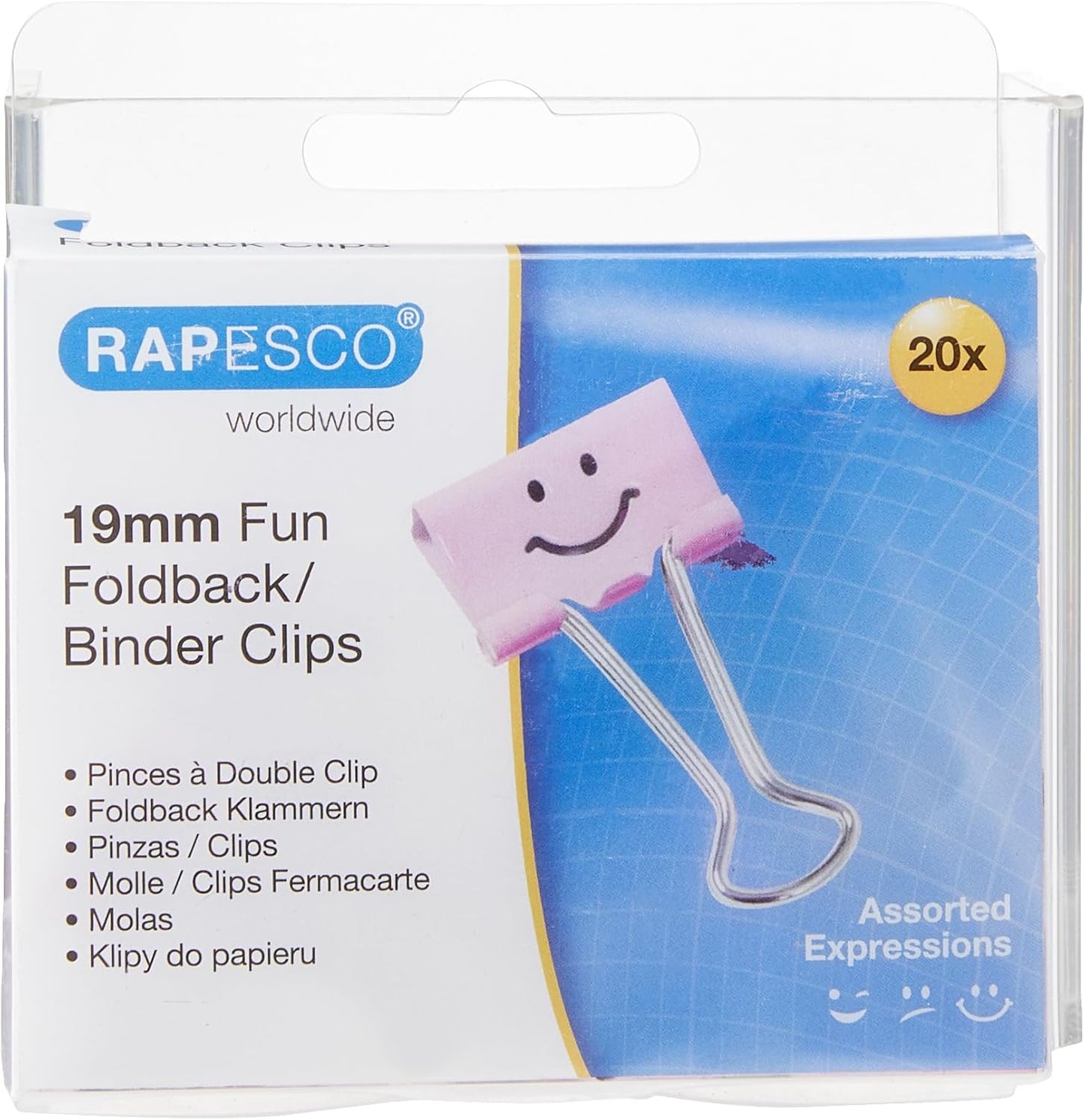Rapesco 1349 19 mm Fun Foldback Clips, Candy Pink, Pack of 20
