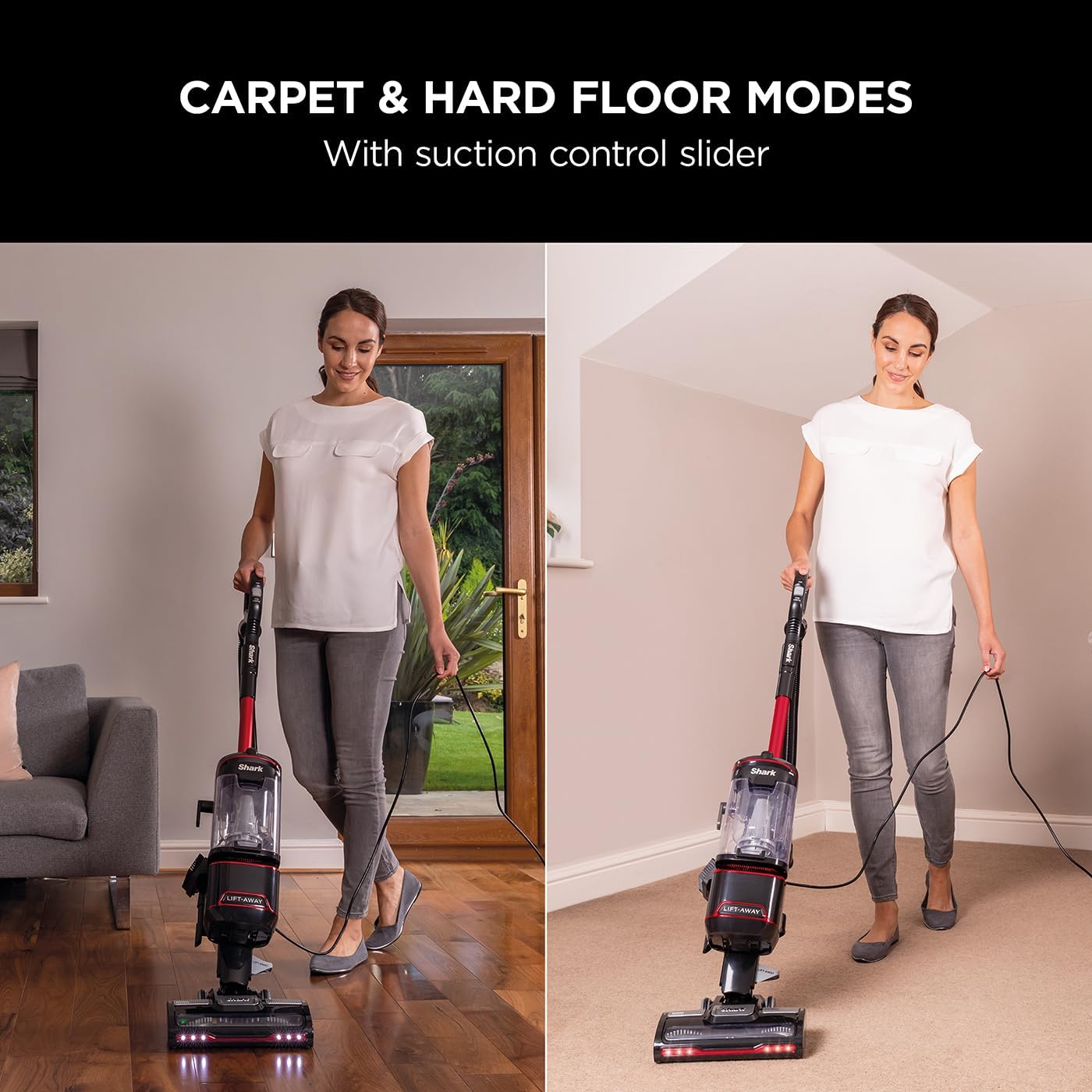 Shark Corded Upright Vacuum Cleaner 1.1L with Lift-Away Technology, Pet Model, LED Headlights, Anti-Allergen, 8m Cord, 750W, Pet, Crevice & Multi-Surface Tools, Red/Black, NV602UKT