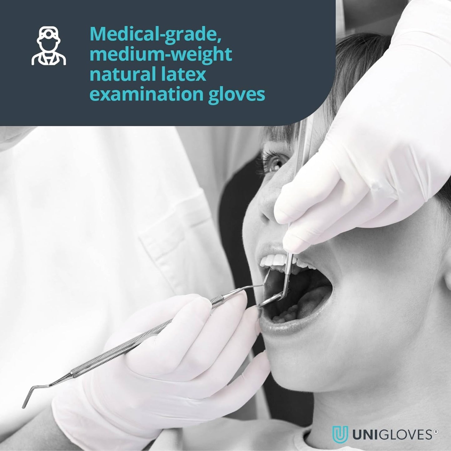 Unigloves Unicare Latex GS0013 Examination - Multipurpose, Powder Free Disposable Gloves, Box of 100 Gloves, Natural, Medium