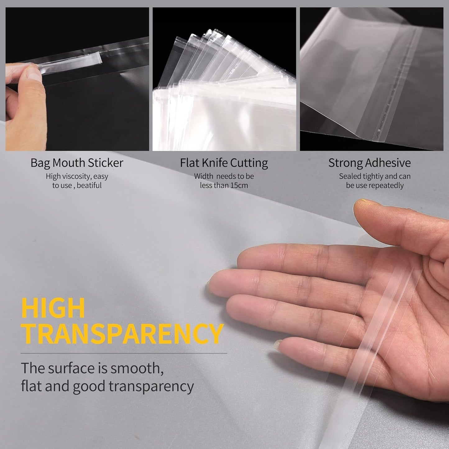 A4 Clear Self-adhesive Bags 100 Pack, 22x30CM Self Sealing Cellophane Display Bags/Sealable Bags, Food Safe, A4 Cello Bags OPP for Cookies,Cards,Envelopes,Pictures