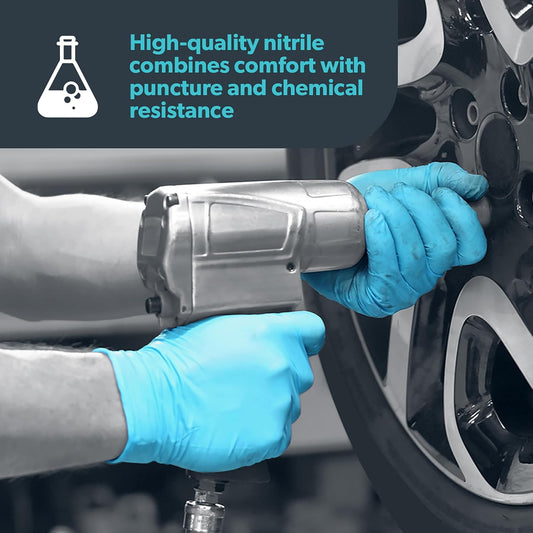 Unigloves PRO.TECT Blue GU0044 Heavy Duty Nitrile Gloves - Multipurpose, Powder and Latex Free, Disposable Gloves, Box of 100 Gloves, Blue, Large