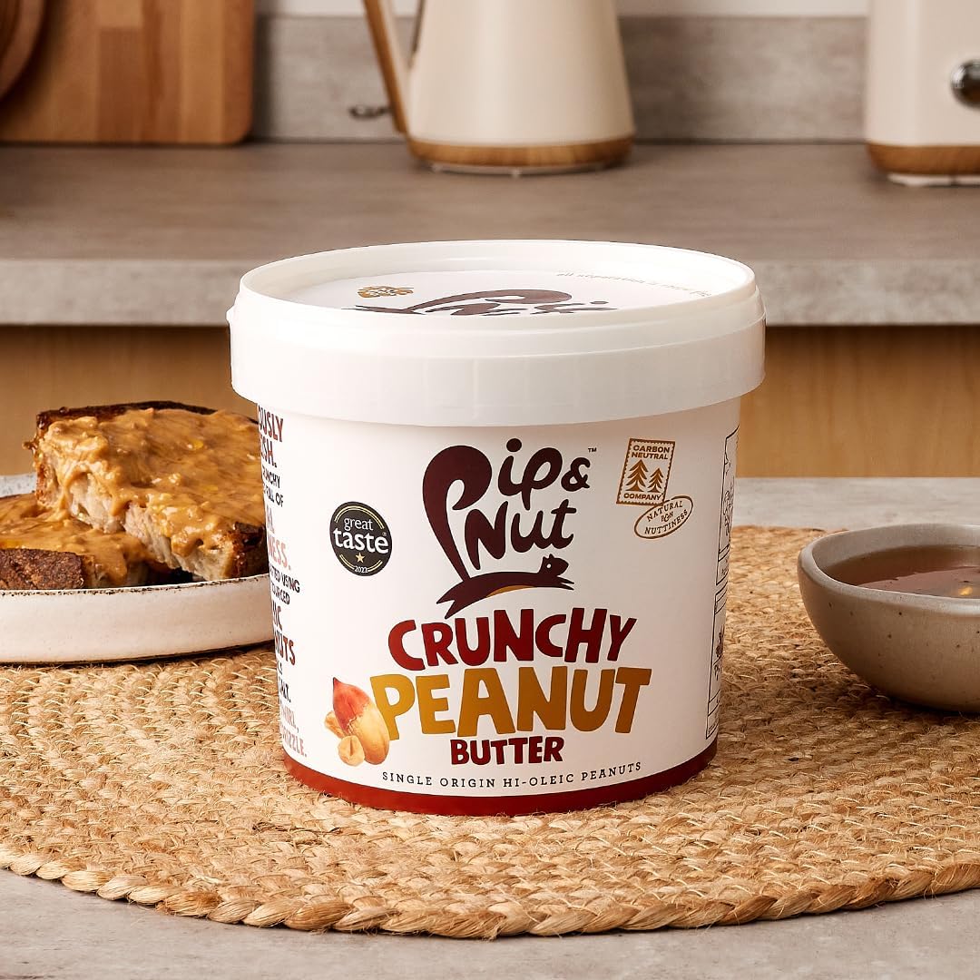 Pip & Nut - Crunchy Peanut Butter (1kg) | Natural Nut Butter, No Palm Oil, No Added Sugar, Hi-Oleic Peanuts, High in Unsaturated Fats, Gluten Free, Vegan, Dairy Free