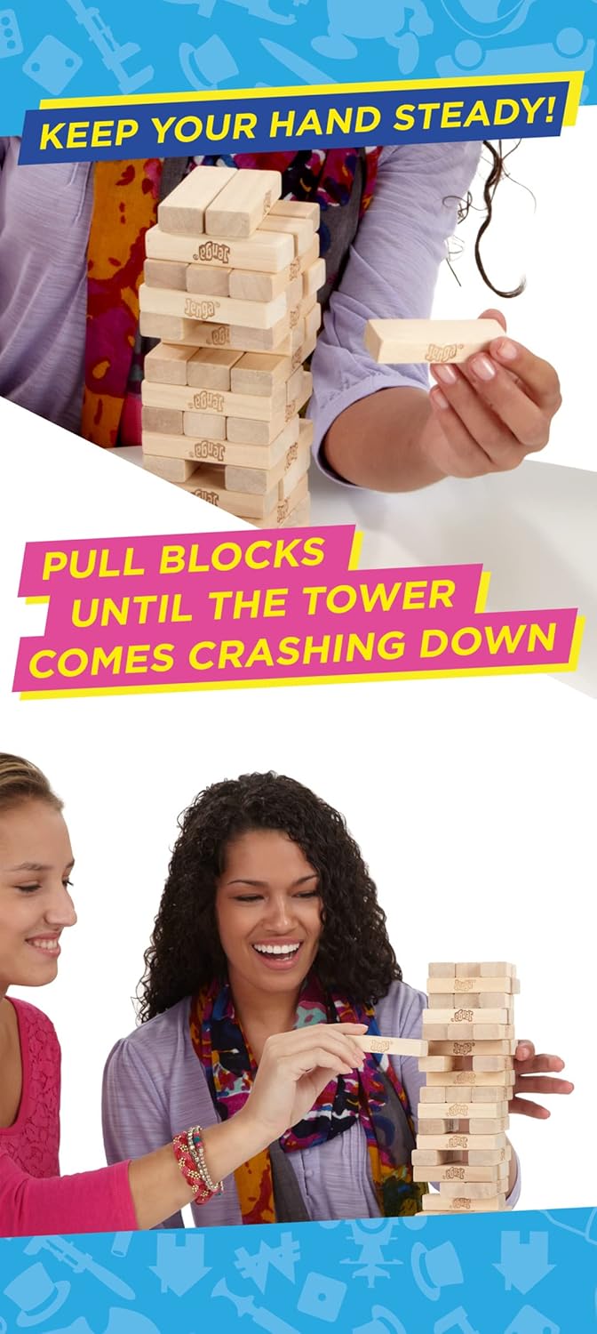 Hasbro Gaming Jenga, Party & Family Game, Easter Board Games for Kids, Fun Family Game for 1 Player or More, Strategy Game for All Ages