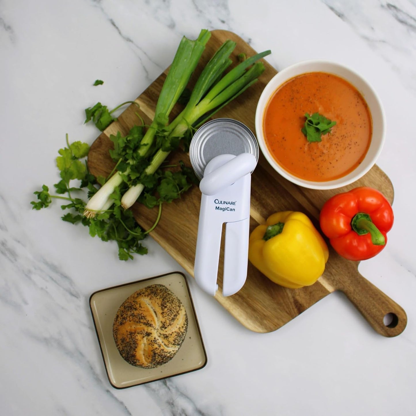 Culinare C10015 MagiCan Tin Opener, White, Plastic/Stainless Steel, Manual Can Opener, Comfortable Handle for Safety and Ease