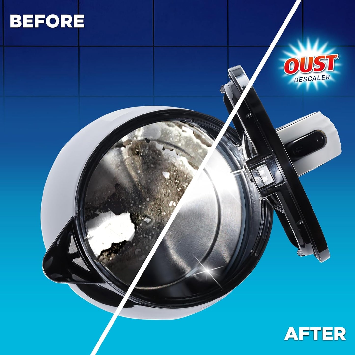 Oust Powerful All Purpose Descaler, New Formula, Limescale Remover – Ideal for Kettles, Coffee Machines, Irons and Shower Heads, 3 Sachets x 6 (18 Sachets Total)