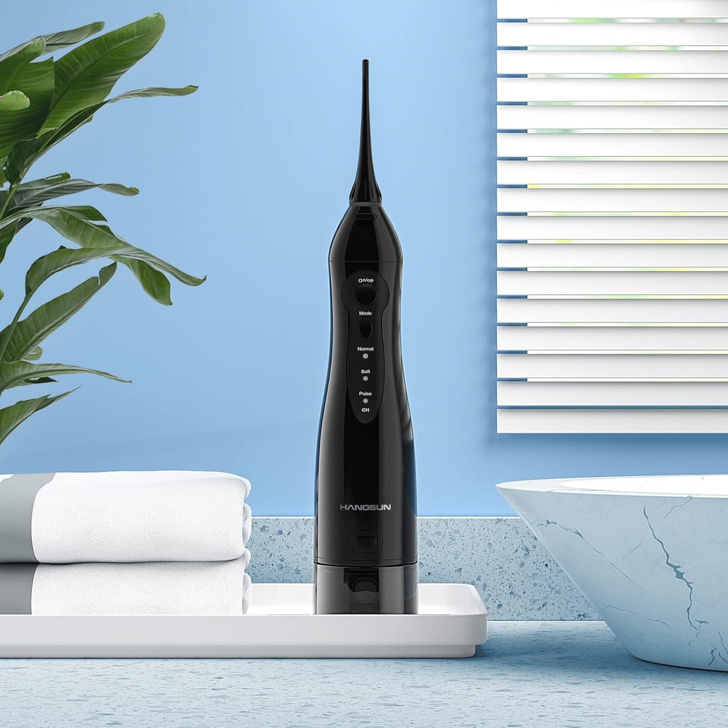 Hangsun Water Flossers for Teeth Cordless Oral Irrigator Dental Water Jet Electric Tooth Flosser with 8 Jet Tips 300ML Water Tank USB Rechargeable for Tavel and Home Use (Black)