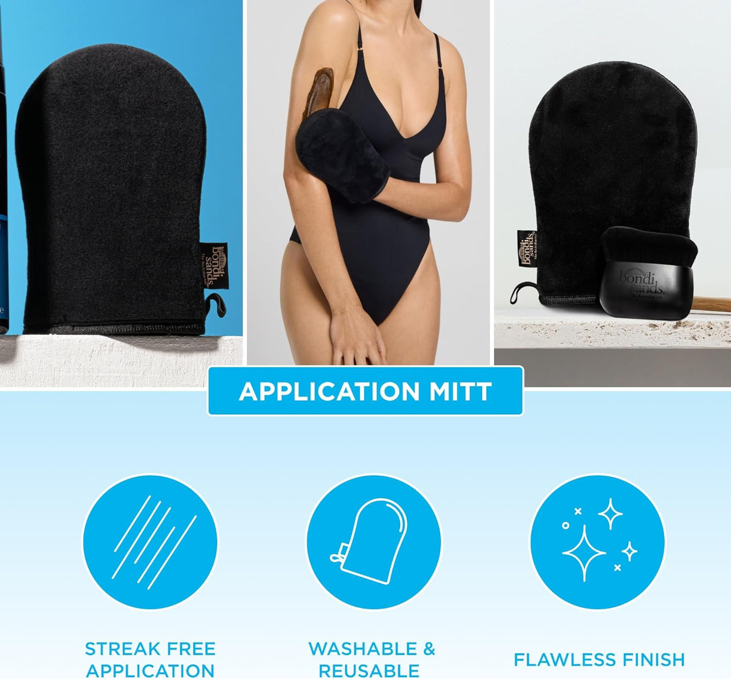 Bondi Sands Self-Tanning Application Mitt | Double-Sided Applicator Glove Prevents Stained Hands and Evenly Applies self tanner for a Flawless, Streak-Free Look, Washable + Reusable | Includes 1 Mitt