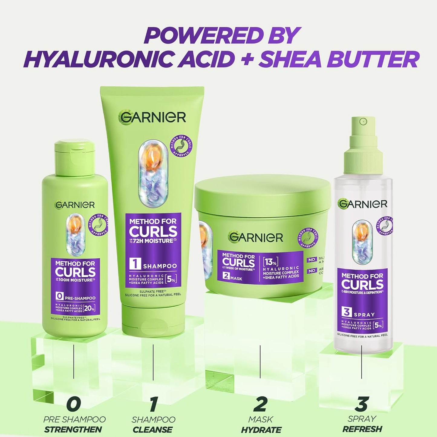 Garnier Method For Curls Deep Conditioning Mask, up to 7 days of moisture & curl definition. Designed, tested & approved on all curl types, including type 4 curls & coils. Silicone free, 370ml