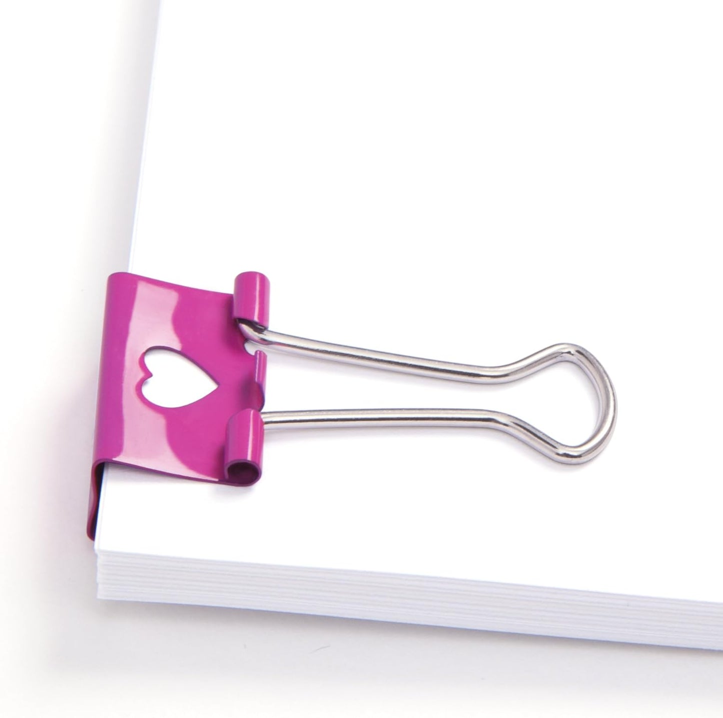 Rapesco 1426 32 mm Heart Foldback Clips, Hot Pink, Pack of 20