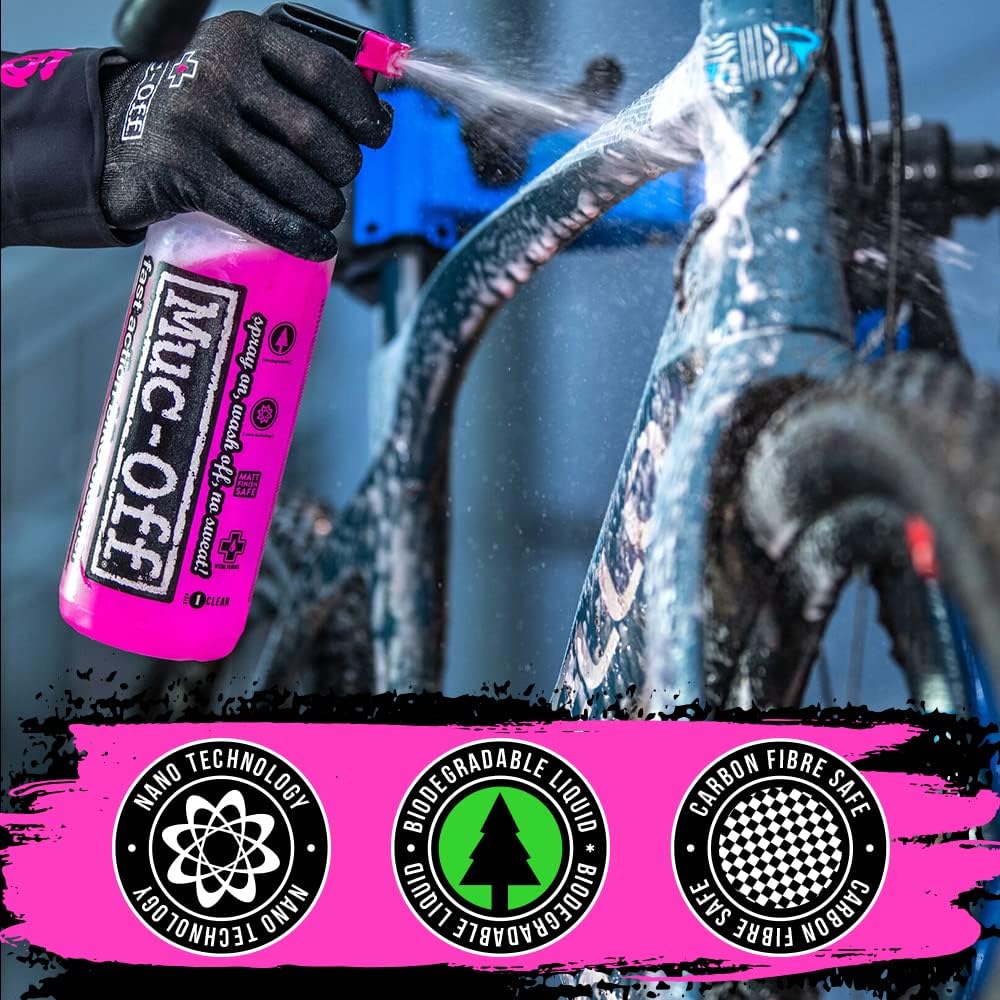 Muc-Off Nano-Tech Bike Cleaner, 1 Litre - Biodegradable Bike Cleaning and Bike Degreaser Spray - Fast-Action Bike Wash for MTB, Road, Gravel, eBikes, Black
