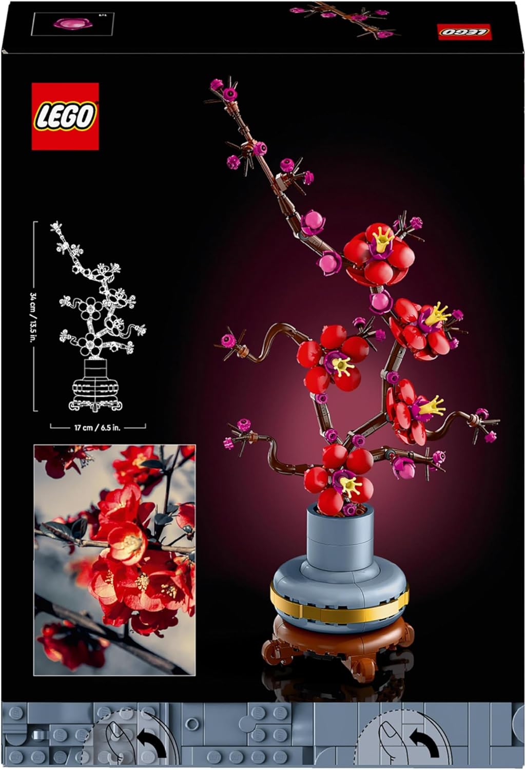LEGO Botanicals Plum Blossom Set For Adults - Artificial Flowers for Indoor - Gifts for Mothers - Home Office Decor Display Piece incl. a Buildable Flowerpot - Botanical Collection - 10369