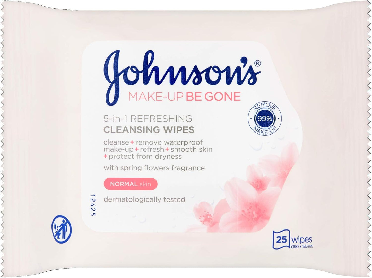 Johnson's Face Care Make Up Be Gone Refreshing Wipes - Pack of 25