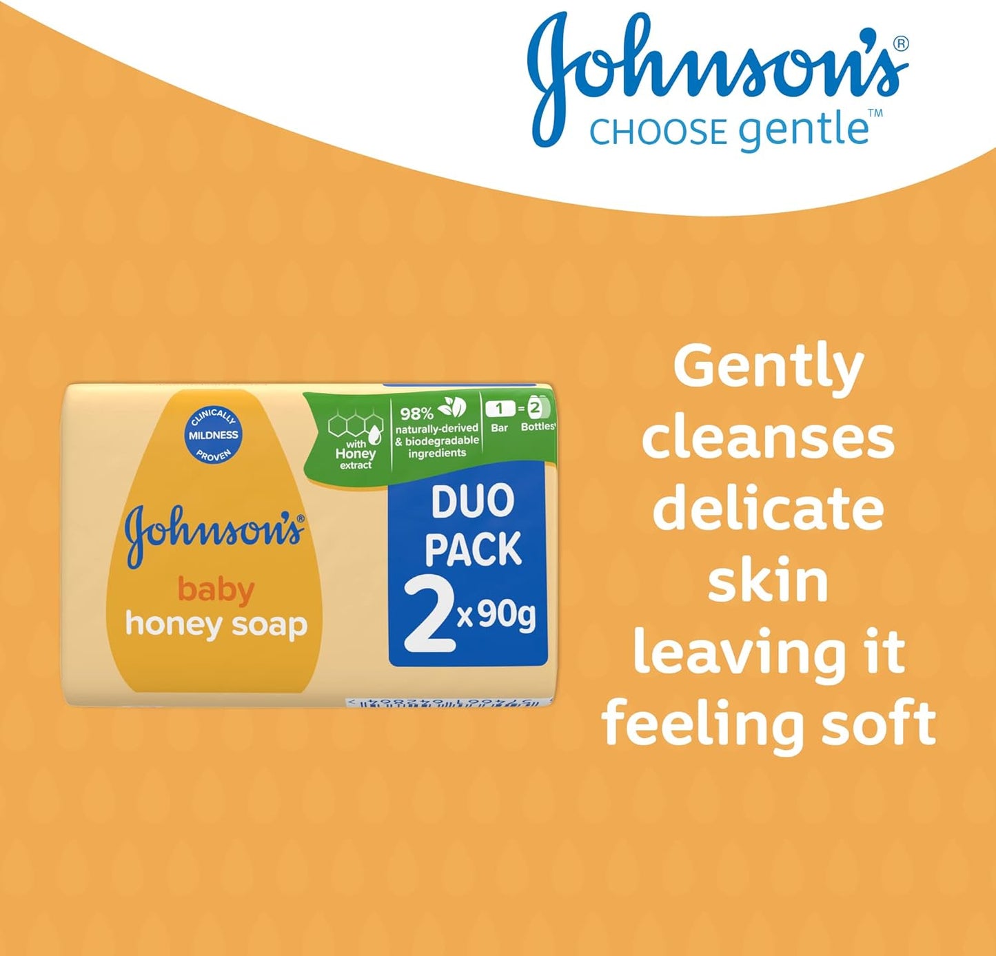 Johnson's Baby Honey soap Duo, Yellow, 90 g (Pack of 2)