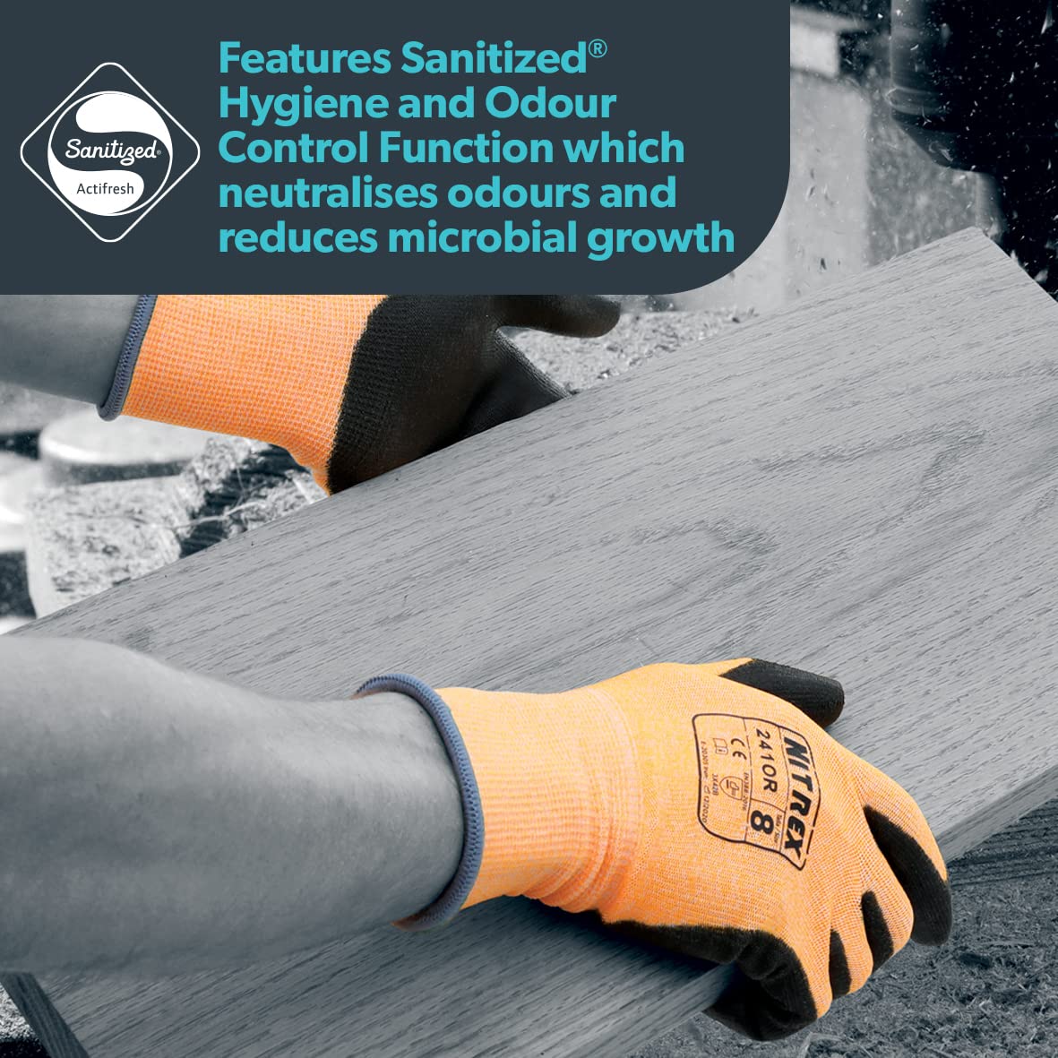 Nitrex 241OR Work and Safety Gloves, Bag of 10 Pairs, Size 7 - B Rated Cut Resistant Work Gloves, PU Palm Coating, Orange Nylon Liner