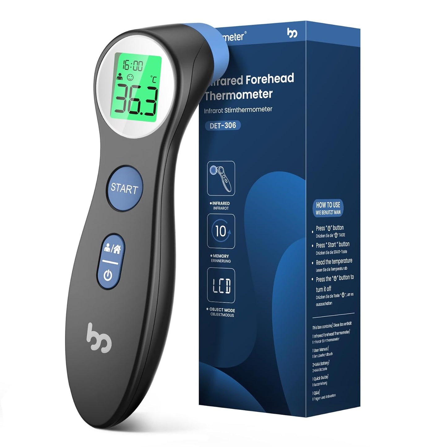 Forehead Thermometer for Adults Kids, No-Touch Infrared LCD Display Digital Baby Thermometers Body Temperature Thermometer