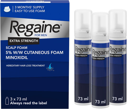 Regaine Extra Strength Scalp Cutaneous Foam (3x 73 ml), Treatment for Regrowth in Men with 5% Minoxidil, for Male Hair Loss