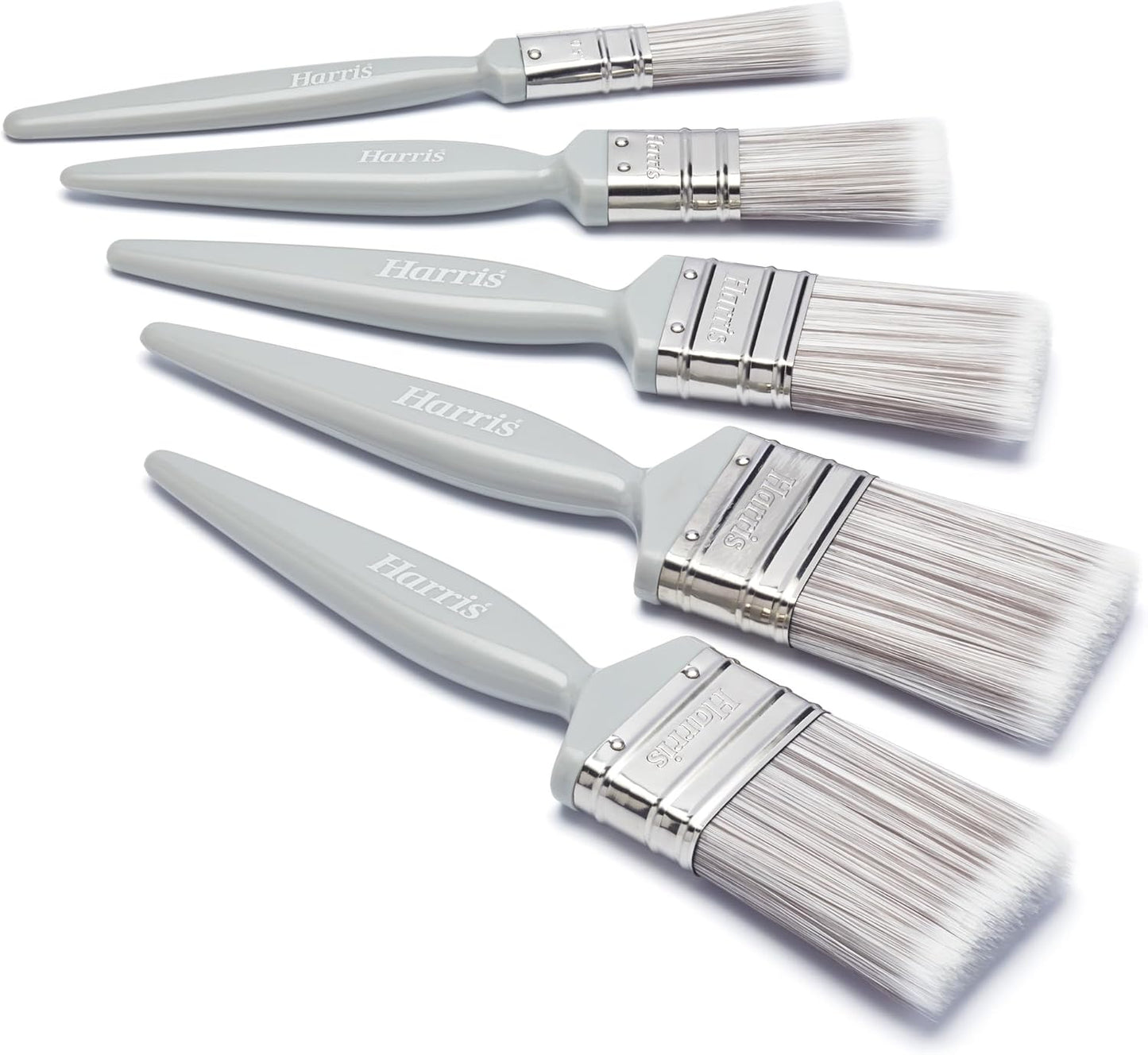 Harris Essentials Walls & Ceilings Paint Brush Set | Pack of 5 | 0.5", 1", 1.5", 2", Grey