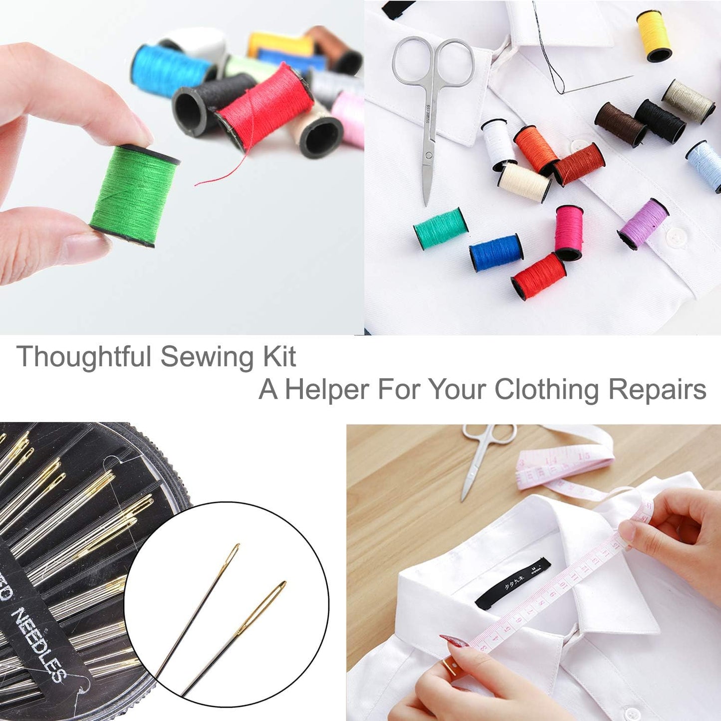 AUERVO Travel Mini Sewing Kit, Over 70 Premium Supplies, Filled with Needles, Scissors, Thimble, Thread, Tape Measure