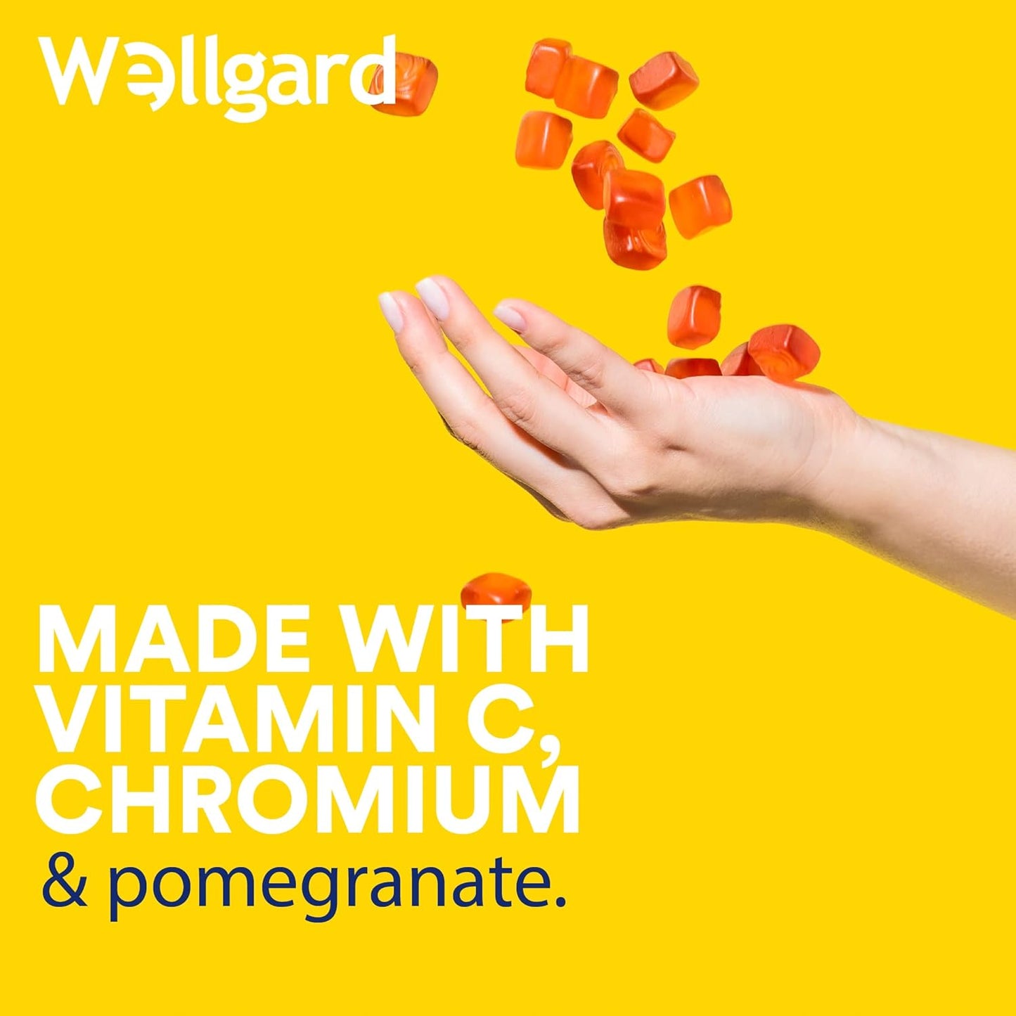 Wellgard Vegan Apple Cider Vinegar Gummies, Gold Standard 1000mg ACV Gummies with Vitamin C, Chromium and Pomegranate, Non-GMO, Gluten-Free & Gelatine-Free