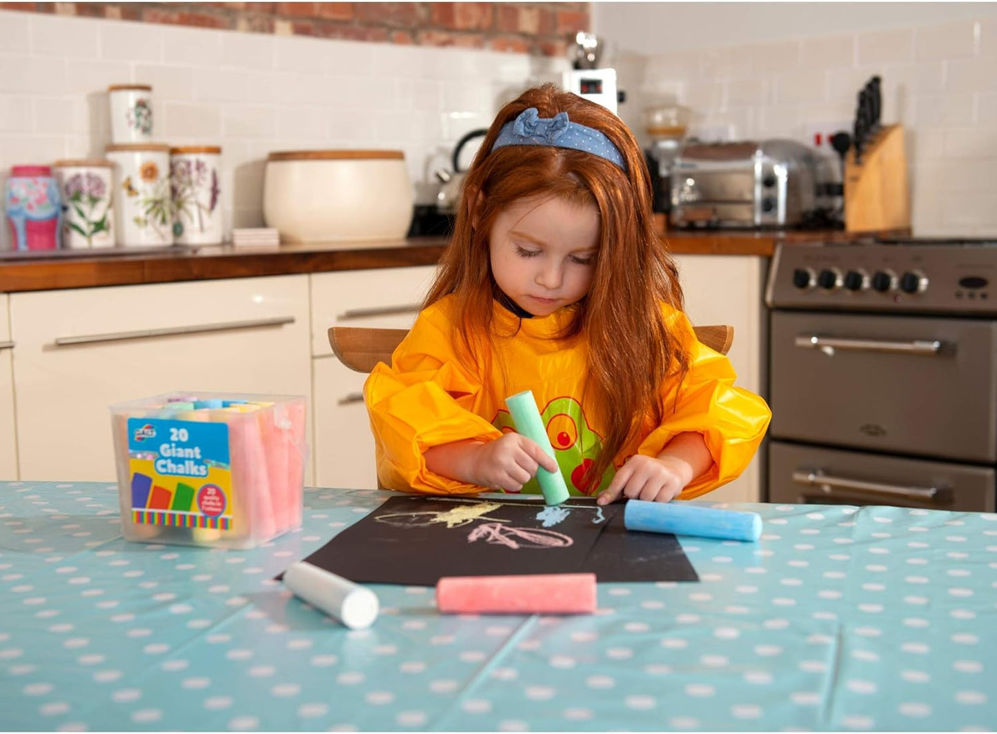 Galt 20 Giant Chalks - Extra Large Childrens Chunky Pavement Chalks - Bright Vibrant Colours - Washable, Easy Clean Outdoor Kids Garden Toys - Portable Carry Case with Handle - Ages 3 Years Plus