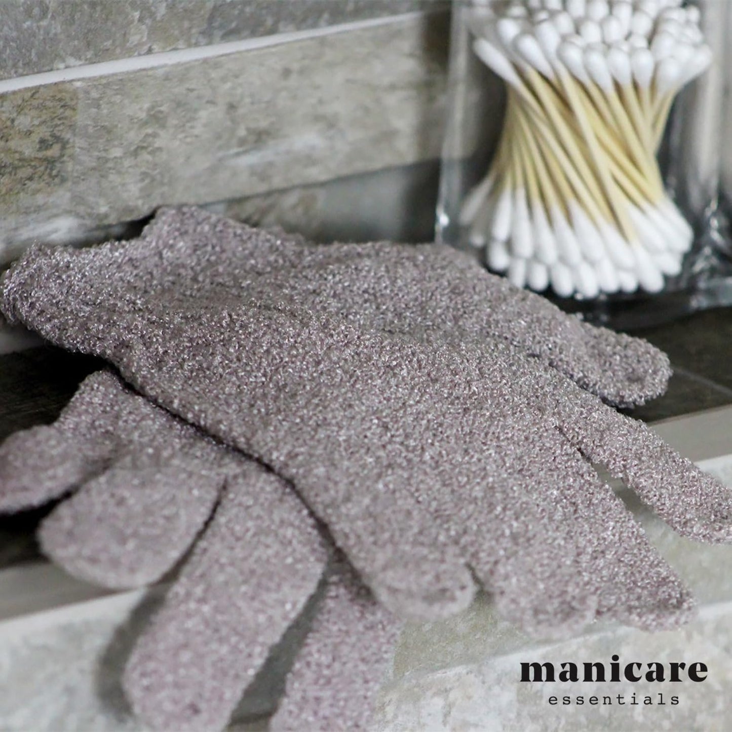 Manicare Exfoliating Gloves, Shower Bath Spa, Cleansing, Washing, Exfoliating Wash Mitt, Loofah, Good For Circulation, Cellulite, Ingrown Hair And Dry Dead Skin Removal, Self-Tan Application, One Size