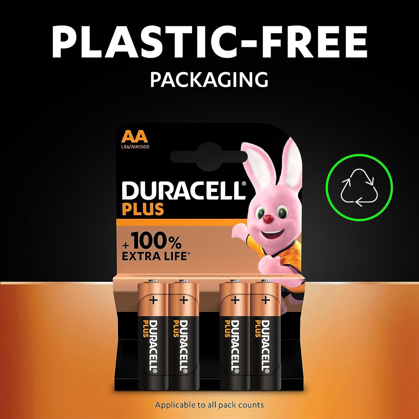 Duracell Plus AA Batteries (12 Pack) - Alkaline 1.5V - Up To 100% Extra Life - Reliability For Everyday Devices - 0% Plastic Packaging - 10-Year Storage - LR6 MN1500