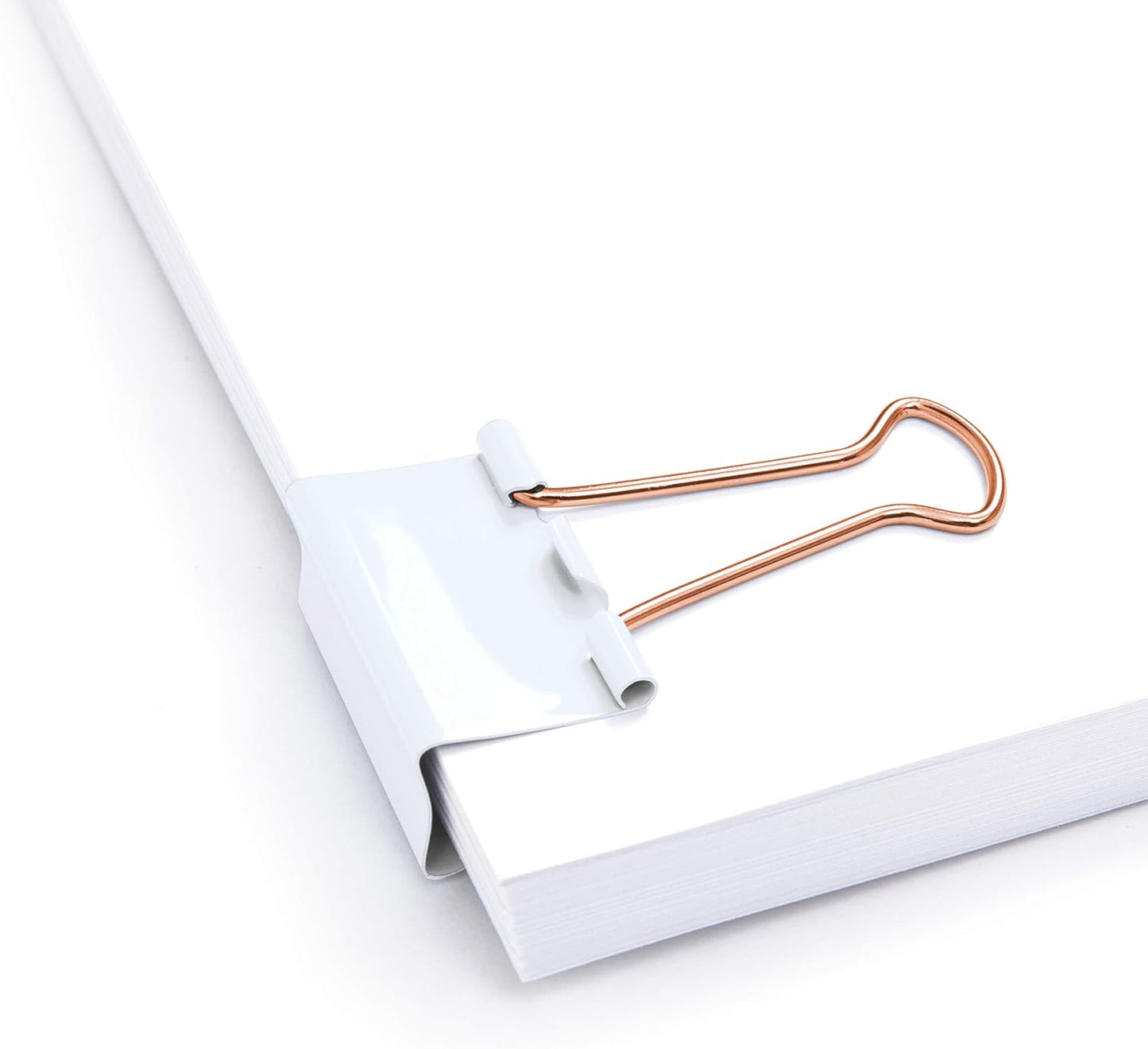 Rapesco 1508 19 mm Foldback Clips, White with Rose Gold Handles, Pack of 80