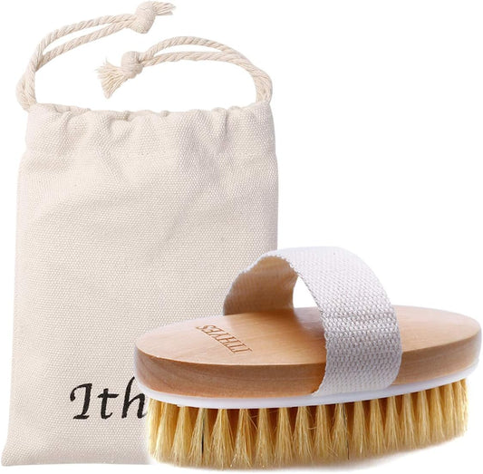 Ithyes Dry Brushing Body Brush Exfoliating Brush Natural Bristle Bath Brush for Remove Dead Skin Toxins Cellulite,Treatment,Improves Lymphatic Functions,Exfoliates,Stimulates Blood Circulation