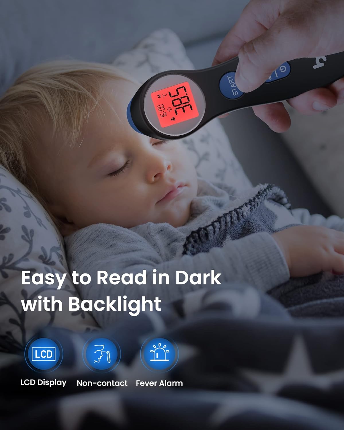 Forehead Thermometer for Adults Kids, No-Touch Infrared LCD Display Digital Baby Thermometers Body Temperature Thermometer