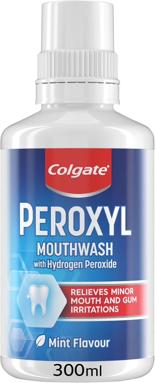Colgate Peroxyl Antiseptic Mint Flavour 300ml Mouthwash, Relieves Minor Mouth and Gum Irritations, (Pack of 1)