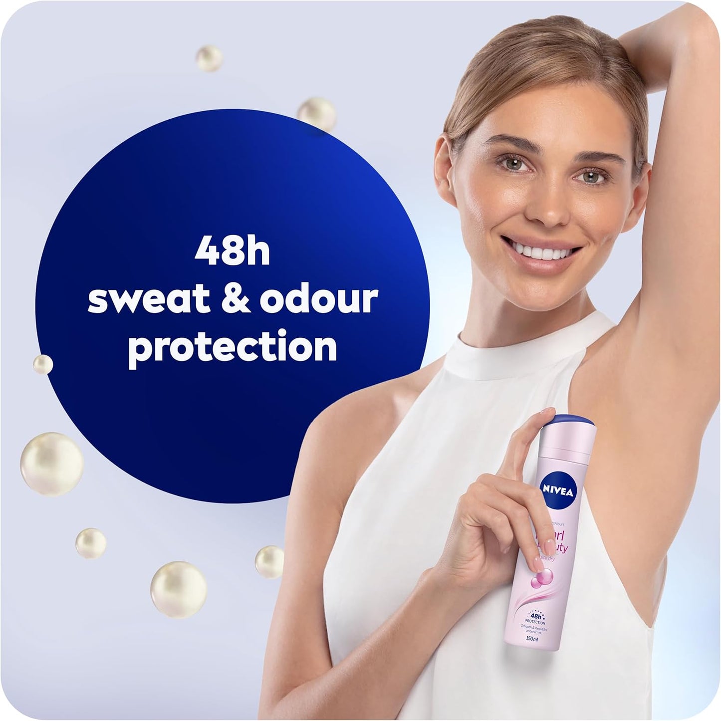 NIVEA Pearl & Beauty Anti-Perspirant Deodorant Spray (150ml), Women's Deodorant with 48H Sweat and Odour Protection, Anti-Perspirant Spray for Women with Pearl Extracts