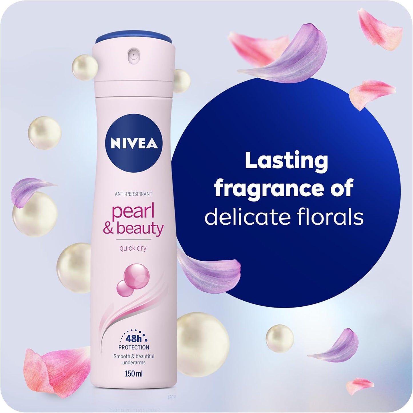 NIVEA Pearl & Beauty Anti-Perspirant Deodorant Spray (150ml), Women's Deodorant with 48H Sweat and Odour Protection, Anti-Perspirant Spray for Women with Pearl Extracts