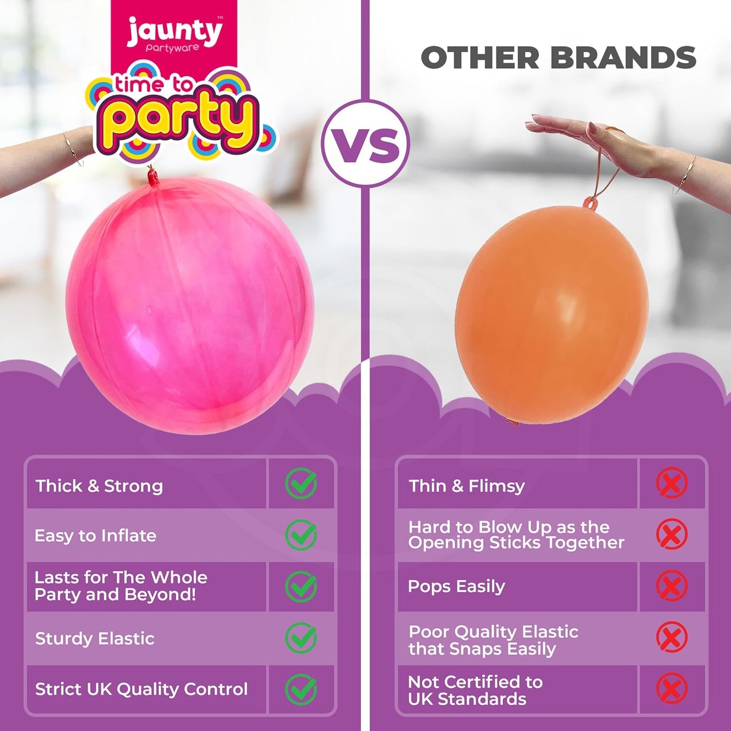 Jaunty Partyware 25x Large Punch Balloons for Kids Ideal Party Bag Fillers - 12 Inch Large Size - Assorted Colours - Fun Children’s Party Ideas - Thick & Strong - Easy to Inflate