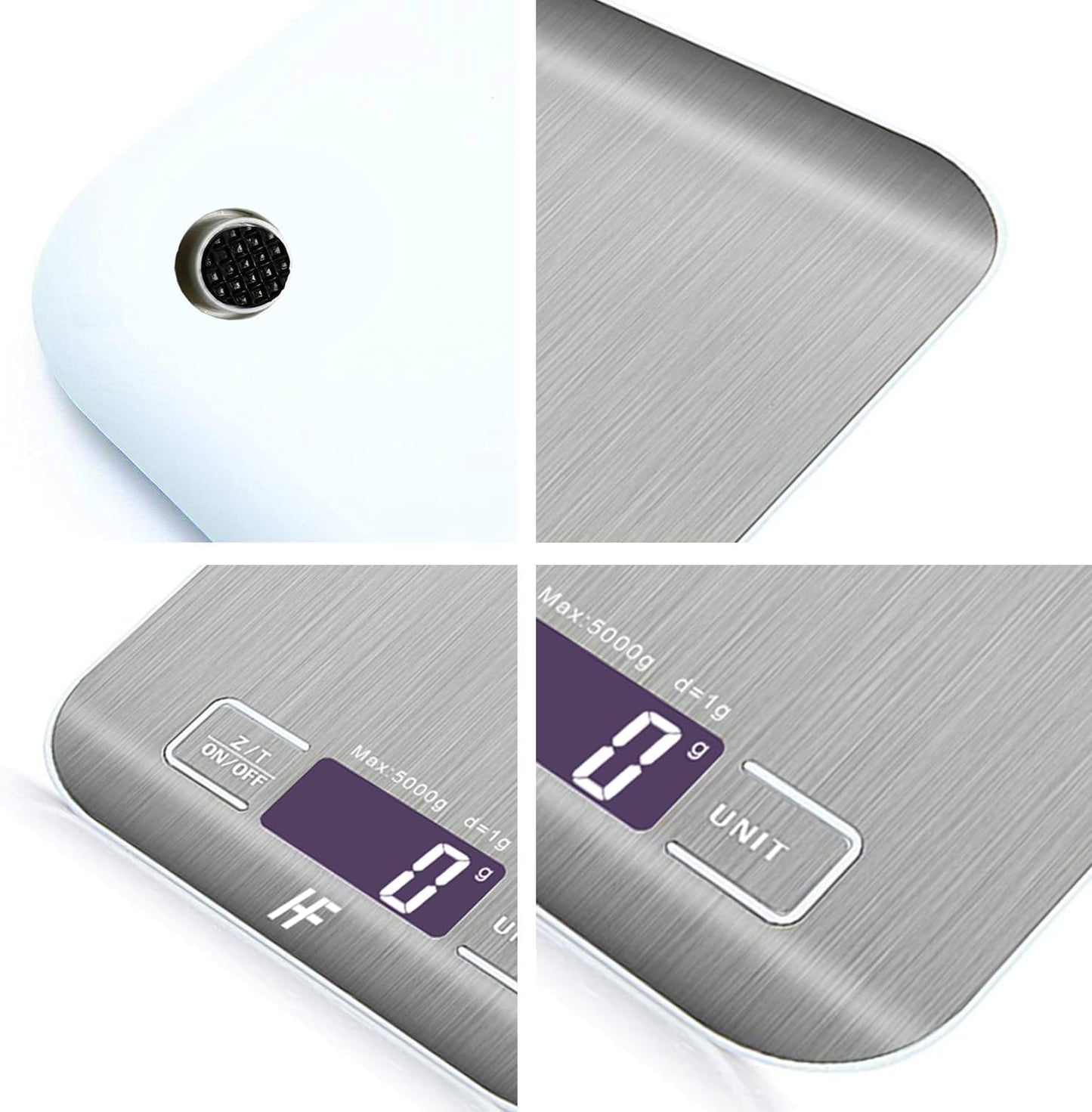 HomeFashion 5kg 1g 11lb Digital Kitchen Scales Food Scale with stainless steel Platform Electronic Cooking Backlit LCD Display Multifunction for Home and Office Use