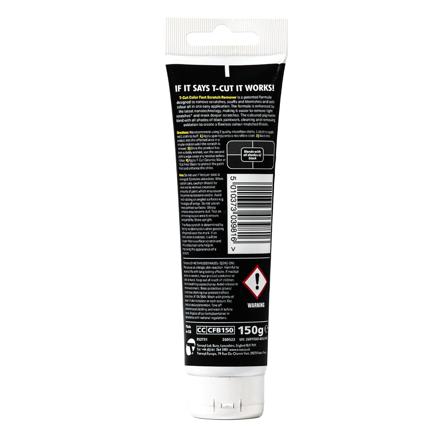 T-Cut Colour Fast Scratch Remover Colour Enhancer, Black, 150g