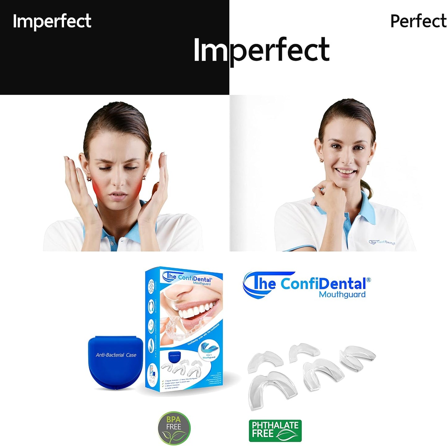 The Confidental - Pack Of 5 Moldable Mouth Guard For Teeth Grinding Clenching Bruxism, Sport Athletic, Whitening Tray, Including 3 Regular And 2 Heavy Duty Guard (3 (Lll) Regular 2 (Ii) Heavy Duty)