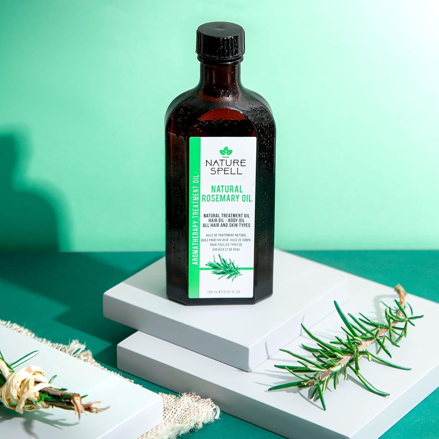 Nature Spell Rosemary Oil for Hair & Skin 150 ml – Rosemary Oil for Hair Growth – Treat Dry Damaged Hair to Target Hair Loss