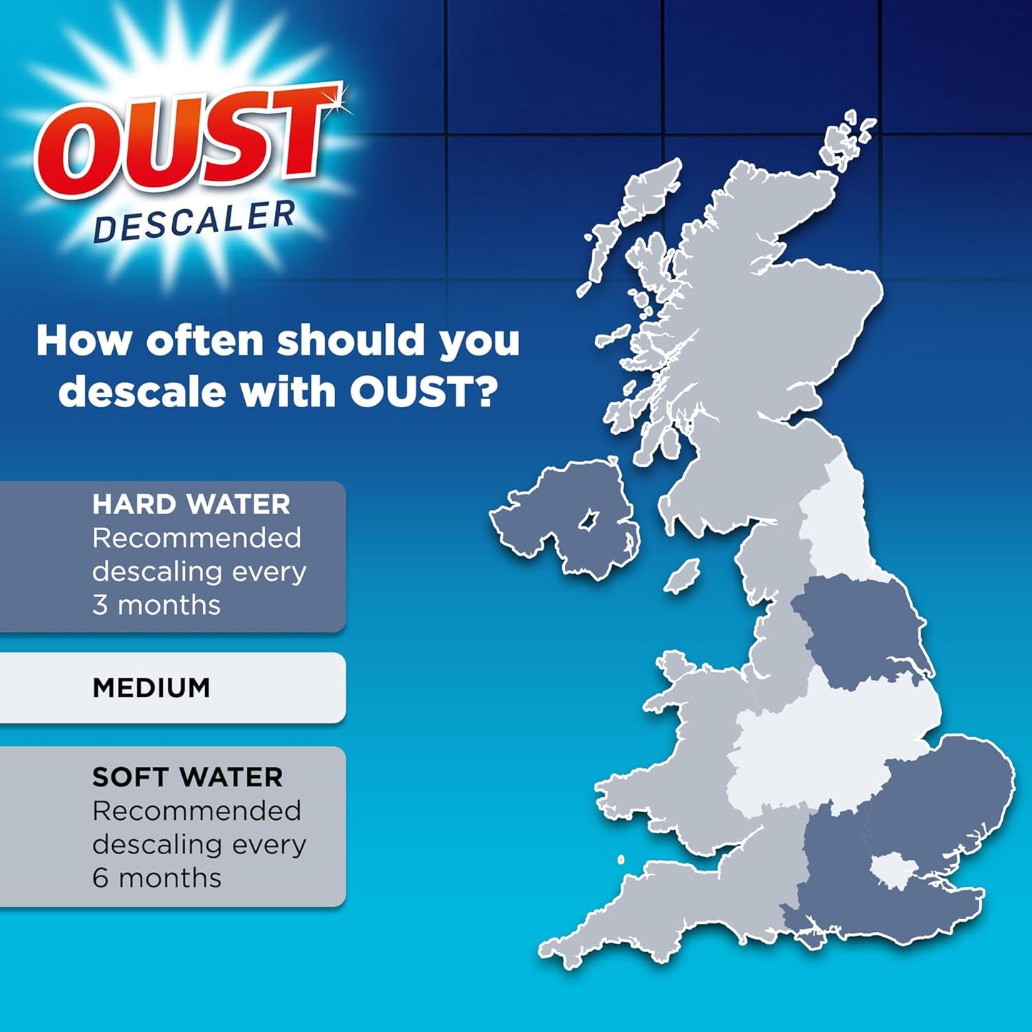 Oust Powerful All Purpose Descaler, New Formula, Limescale Remover – Ideal for Kettles, Coffee Machines, Irons and Shower Heads, 3 Sachets x 6 (18 Sachets Total)