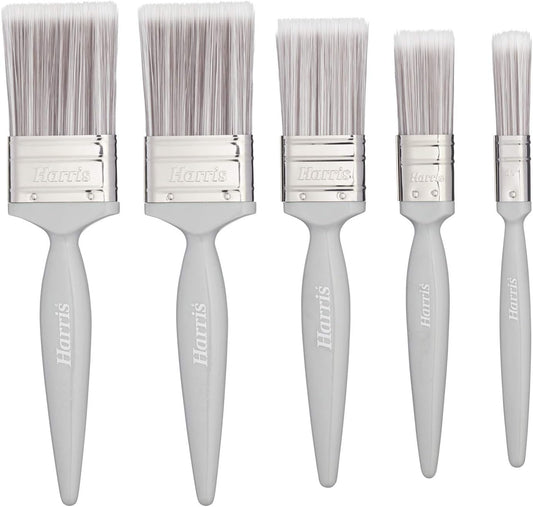 Harris Essentials Walls & Ceilings Paint Brush Set | Pack of 5 | 0.5", 1", 1.5", 2", Grey