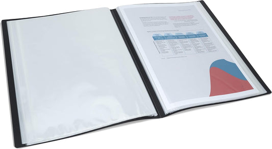 Rapesco 1645 Presentation Folder with Antibacterial Protection, 100 Pockets, A4, Black, Pack of 2
