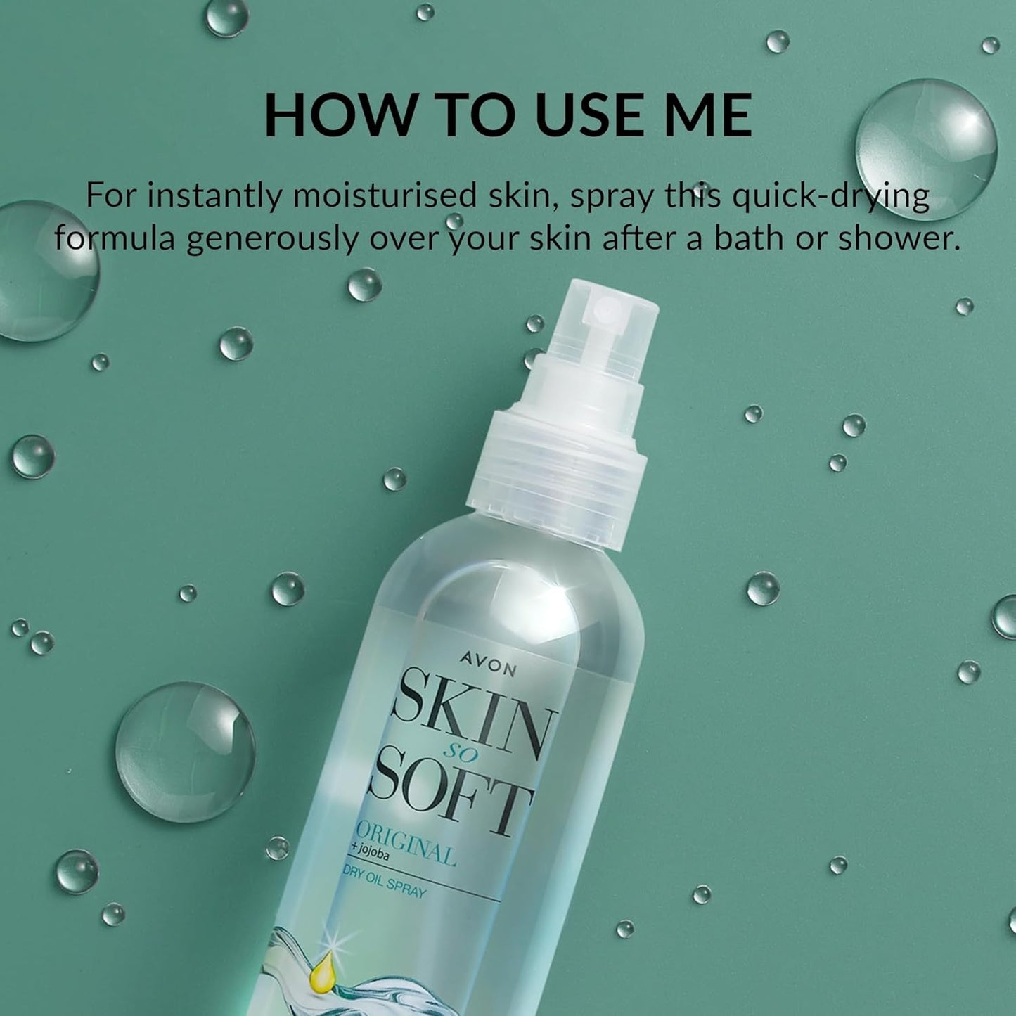 Avon Skin So Soft Dry Oil Spray 150ml | Locks in Moisture | Formulated with Jojoba Oil and Vitamin E | Quick Dry Formula | Cruelty Free,Clear