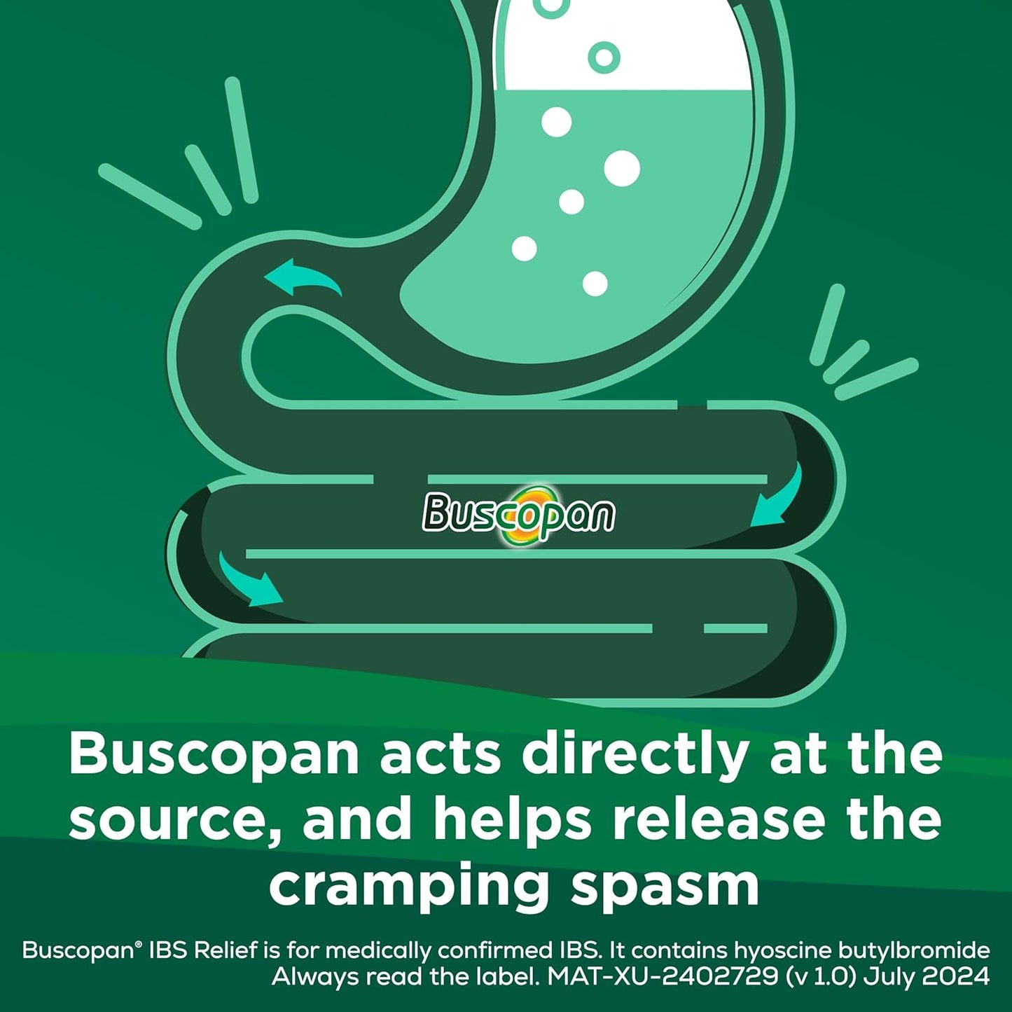 Buscopan IBS Relief - Targets the Source of IBS Pain and Cramps- starts to work in 15 minutes - 40 Tablets- - Relief from IBS Pain & discomfort, 40 Count (Pack of 1)