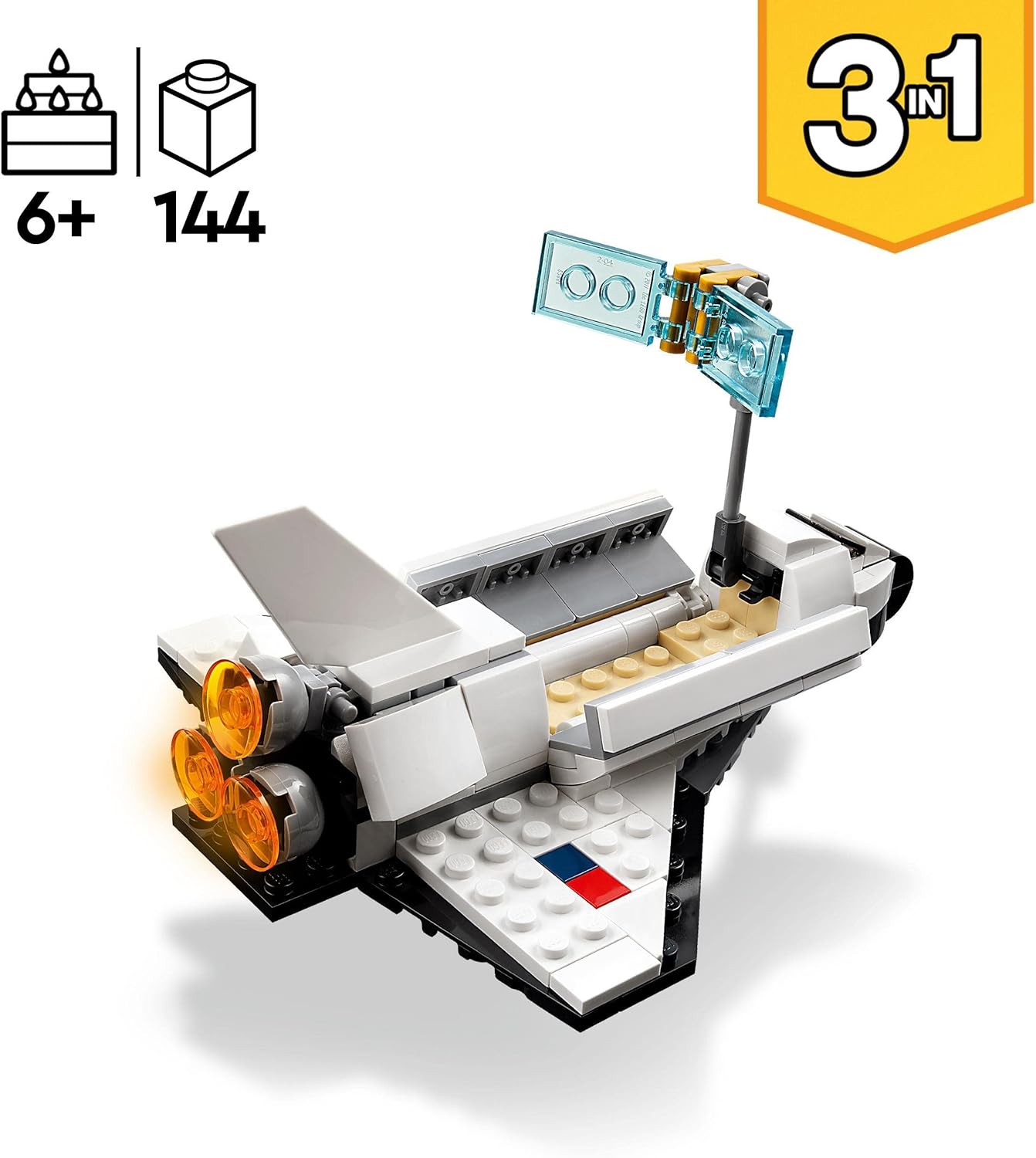 LEGO 31134 Creator 3 in 1 Space Shuttle Toy to Astronaut Figure to Spaceship, Building Toys for Kids, Boys, Girls Aged 6 and up, Creative Gift Idea