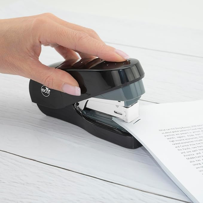 Rapesco 1688 ECO Less Effort Flat Clinch Stapler with 2000 Type 24/6mm Staples, 35 Sheet Capacity, Black